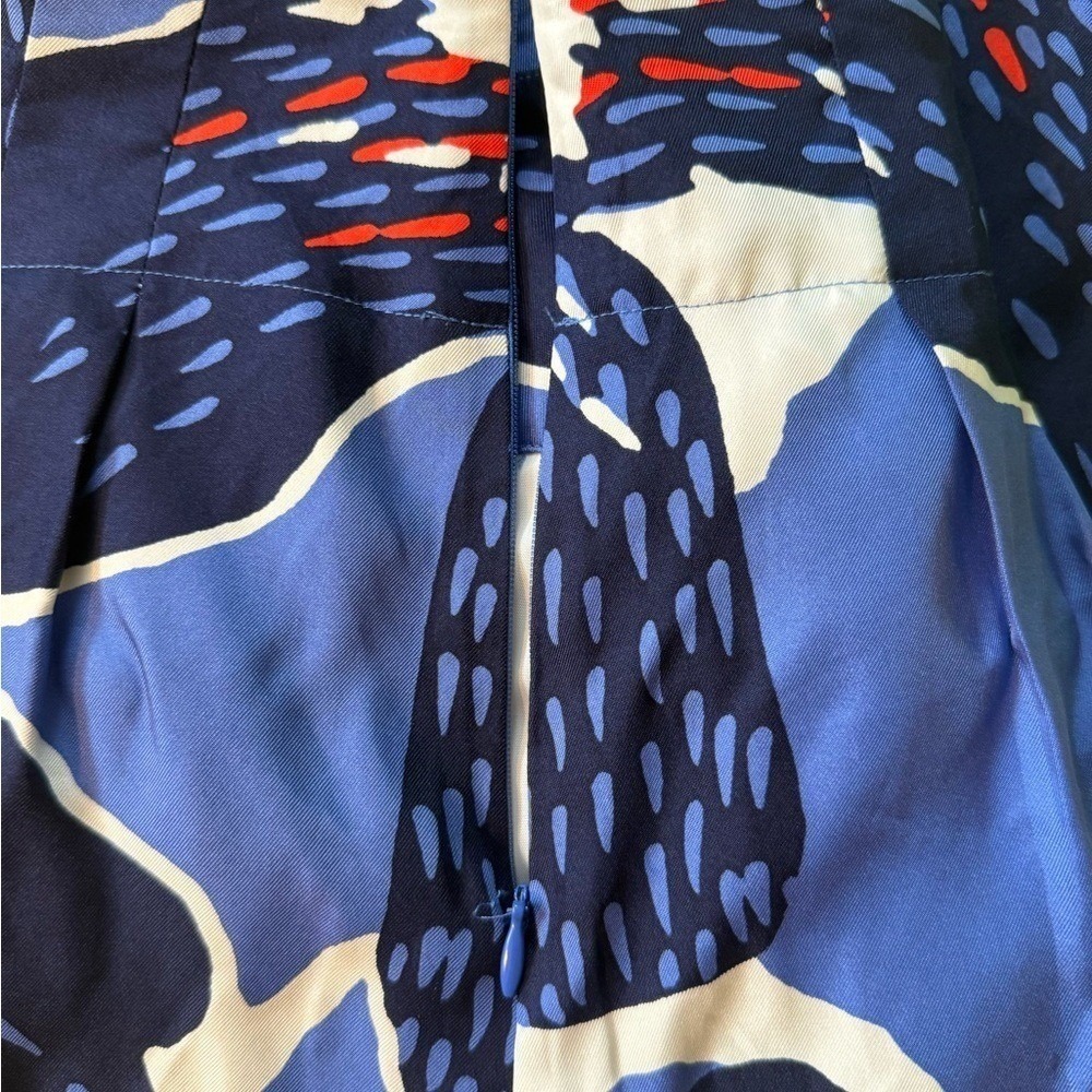Victor Alfaro Skirt Womens 12 Blue Excellent Silk Floral Pleated Mini A-Line - Picture 4 of 6